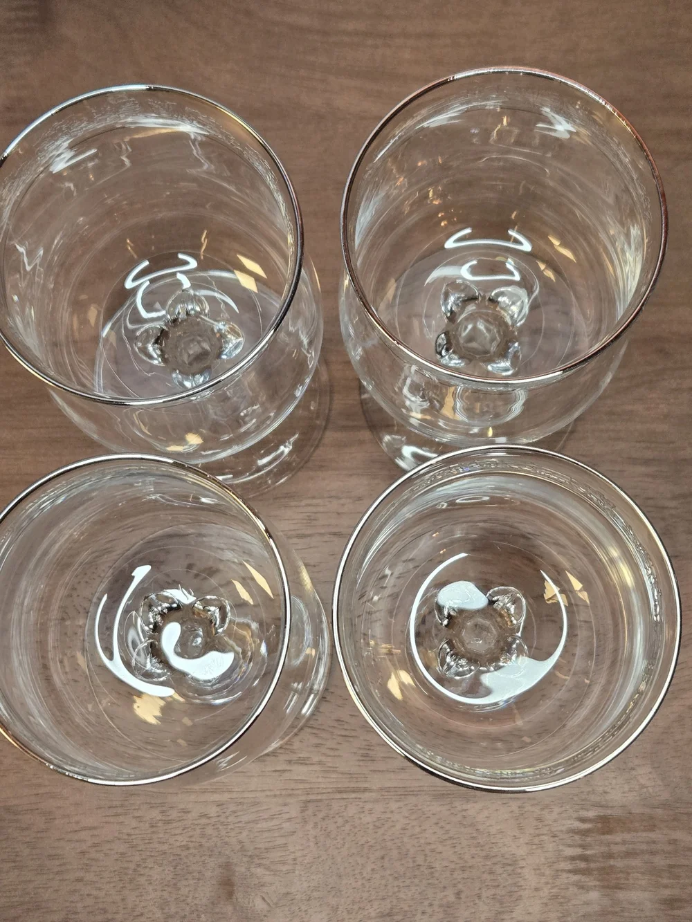 Vintage Lenox Moonspun Etched Platinum Rim Crystal Set Of 4 Wine Glasses 7